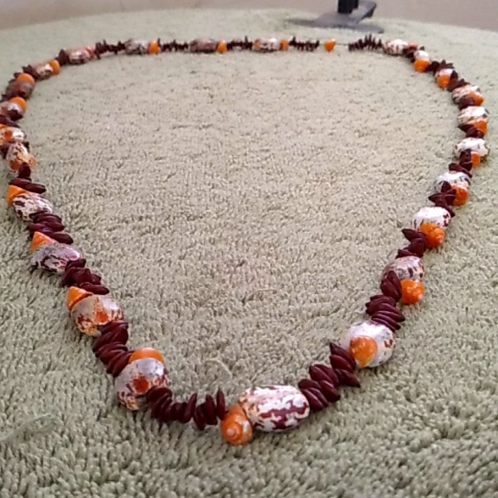 Island bling seashells and stone necklace
